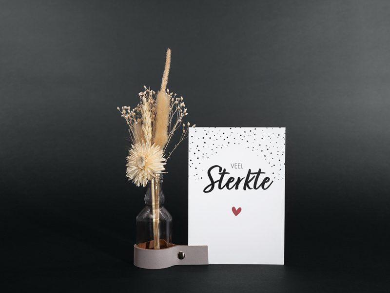 Comfort box - Support en cuir avec vase et fleurs séchées