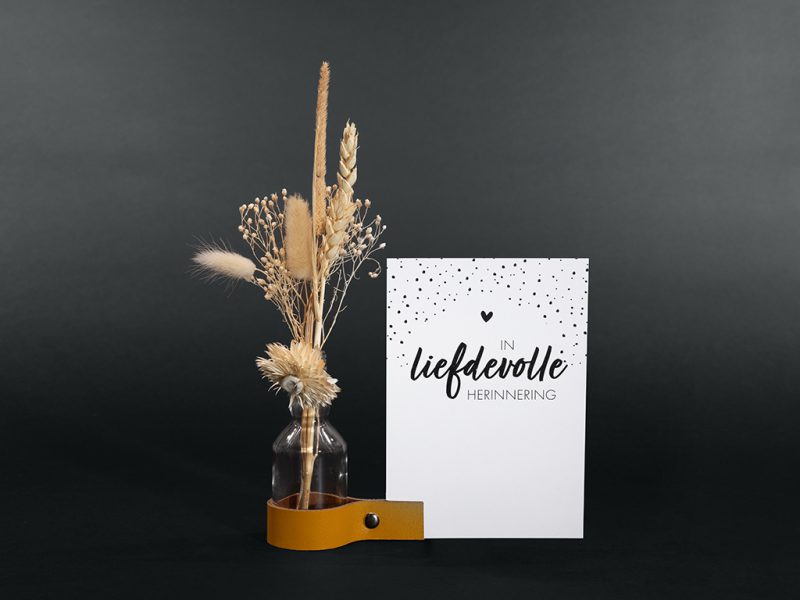 Comfort box - Support en cuir avec vase et fleurs séchées