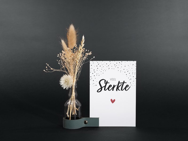 Comfort box - Support en cuir avec vase et fleurs séchées