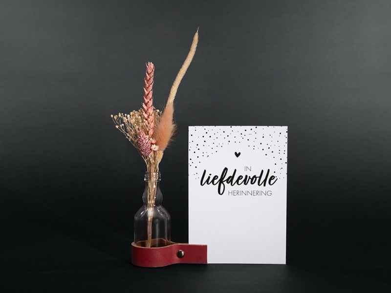 Comfort box - Support en cuir avec vase et fleurs séchées