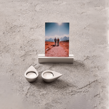 Memorialboxx Chrome Memorial set | fotohouder met twee theelichtjes