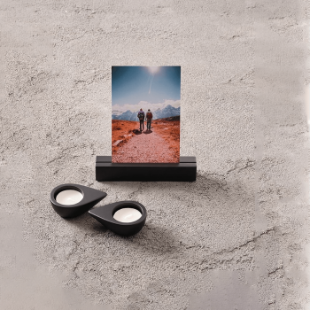 Memorialboxx Zwart Memorial set | fotohouder met twee theelichtjes